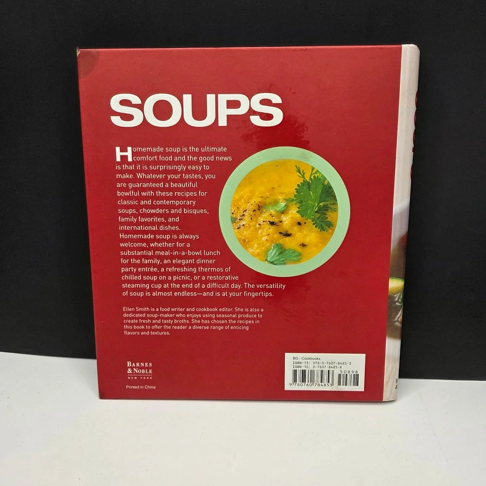 Barnes & Noble Soups Cookbook Ellen Smith Spiral Bound Red Healthy Recipes